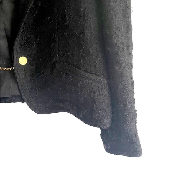 VINTAGE Paula Klein Paris Couture Wool 2-PC Suit Blazer Skirt Black L - Picture 5 of 16